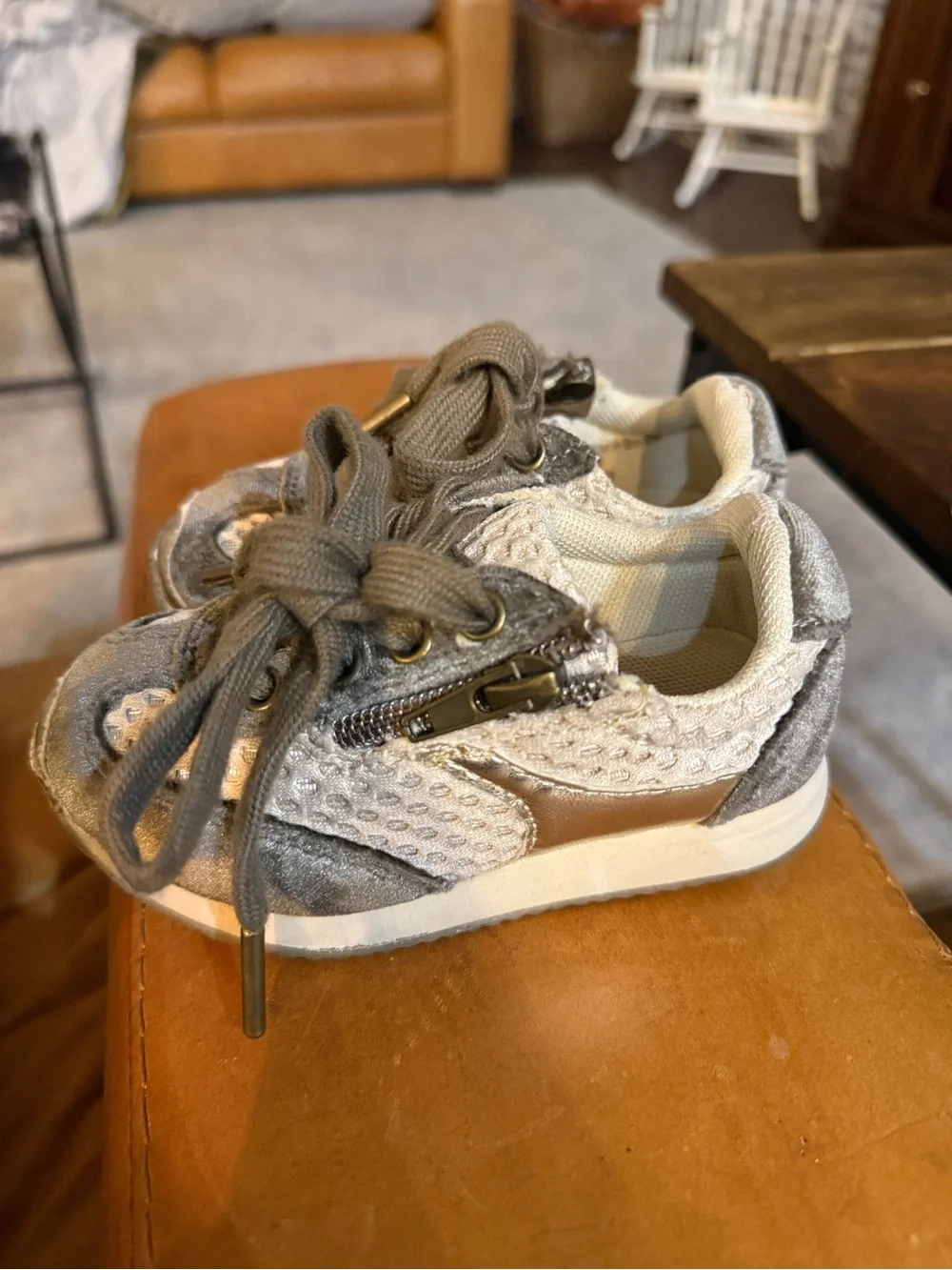 Joyfolie Gray and Gold Toddler Sneakers